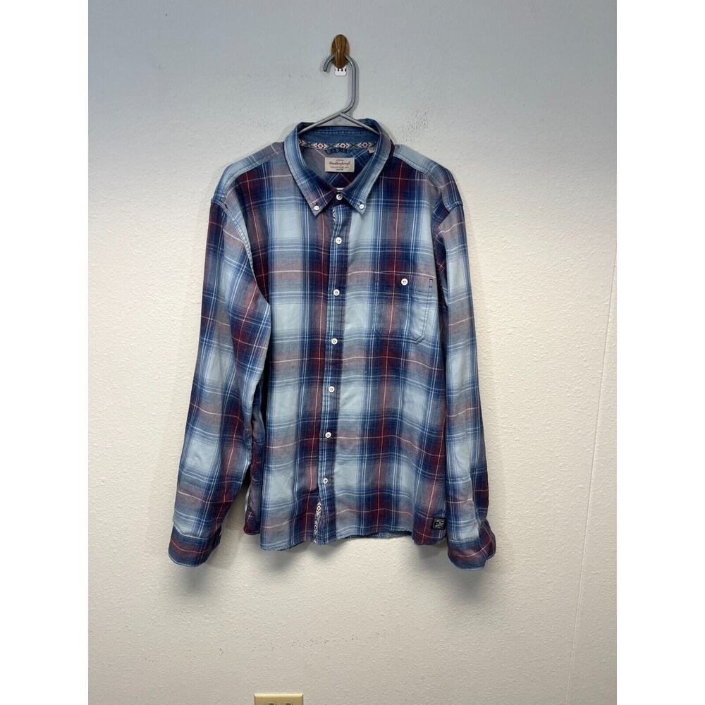 Original Weatherproof Blue Gray Flannel Button Down Long Sleeves Shirt XXL